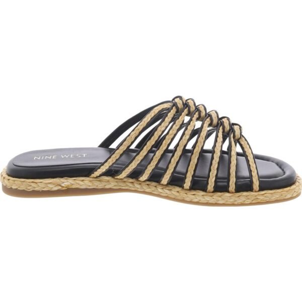 Nine West Womens Adila 2 Faux Leather Raffia Slide Sandals - Image 3